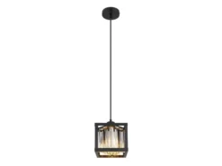 Pendelleuchte MATHILDE mit Rauchglas Kristallen 1-flammig, Breite 17cm