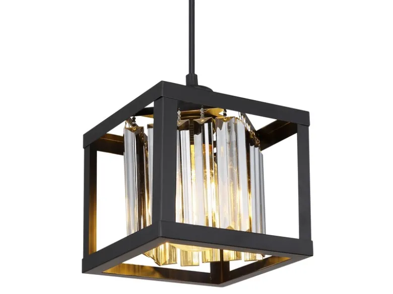 Pendelleuchte MATHILDE mit Rauchglas Kristallen 1-flammig, Breite 17cm