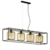Pendelleuchte mehrflammig 4 Lamellen Lampenschirme Gold lang, Breite 110cm