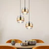 Pendelleuchte MILLEY 3-flammig mit Rauchglas und Messing, Ø 45cm