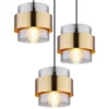 Pendelleuchte MILLEY 8-flammig mit Rauchglas und Messing, Breite 103cm