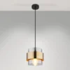 Pendelleuchte MILLEY mit Rauchglas Lampenschirm und Messingring, Ø 18cm