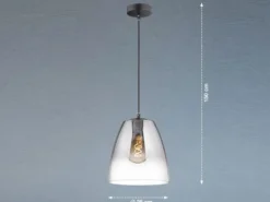 Pendelleuchte MIRO einflammig Schwarz Rauchglas, Ø 25cm