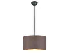 Pendelleuchte mit Stoff Lampenschirm Braun / innen Gold, Ø 40cm