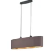 Pendelleuchte mit Stoff Lampenschirm Braun / innen Gold oval, Breite 80cm