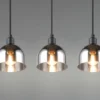 Pendelleuchte MOLLY 3-flammig Rauchglas Chrom verspiegelt, Breite 60cm