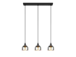 Pendelleuchte MOLLY 3-flammig Rauchglas Chrom verspiegelt, Breite 60cm