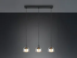 Pendelleuchte MOLLY 3-flammig Rauchglas Chrom verspiegelt, Breite 60cm