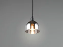 Pendelleuchte MOLLY Rauchglas Chrom verspiegelt, Ø 12cm