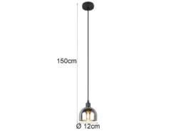 Pendelleuchte MOLLY Rauchglas Chrom verspiegelt, Ø 12cm