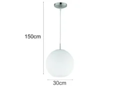 Pendelleuchte MOON 1-flammig mit Glaskugel Lampenschirm Opalglas, Ø 30cm