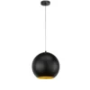 Pendelleuchte MYLON Kugel 1-flammig Schwarz, Lampenschirm innen Gold, Ø 30cm