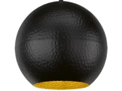 Pendelleuchte MYLON Kugel 1-flammig Schwarz, Lampenschirm innen Gold, Ø 30cm