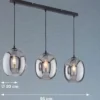 Pendelleuchte NAYLA 3-flammig mit Glaskugeln aus Rauchglas, Breite 95cm