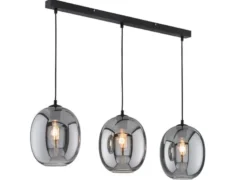 Pendelleuchte NAYLA 3-flammig mit Glaskugeln aus Rauchglas, Breite 95cm