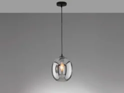 Pendelleuchte NAYLA Industrial einflammig Rauchglas Glaskugel, Ø 21cm