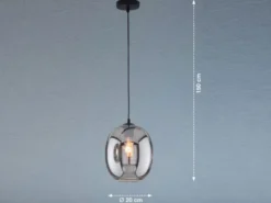 Pendelleuchte NAYLA Industrial einflammig Rauchglas Glaskugel, Ø 21cm