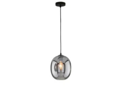 Pendelleuchte NAYLA Industrial einflammig Rauchglas Glaskugel, Ø 21cm