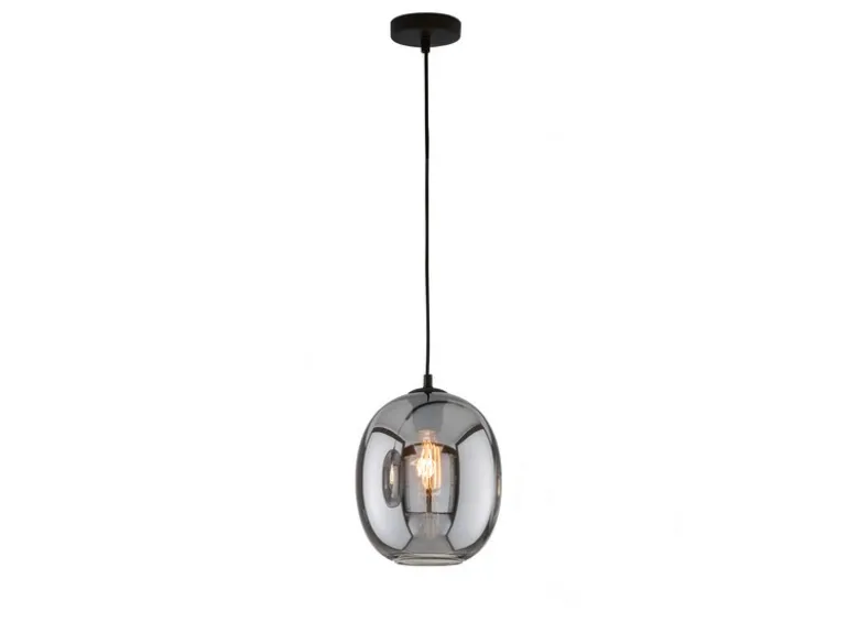 Pendelleuchte NAYLA Industrial einflammig Rauchglas Glaskugel, Ø 21cm