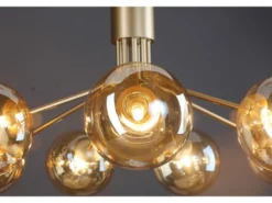 Pendelleuchte NEPTUN 9-flammig Messing & Amberglas, Ø 83cm