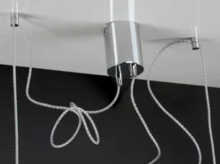 Pendelleuchte NEREIDE 2-flammig Wellenmuster Klarglas, Abhängung bis 250cm