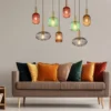 Pendelleuchte NORMY 8-flammig aus Rillenglas Bunt, Breite 125cm
