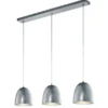 Pendelleuchte ONTARIO, 3-flammig, Glas Silber, Breite 80cm