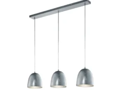 Pendelleuchte ONTARIO, 3-flammig, Glas Silber, Breite 80cm