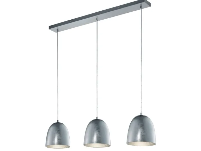 Pendelleuchte ONTARIO, 3-flammig, Glas Silber, Breite 80cm