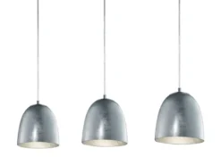 Pendelleuchte ONTARIO, 3-flammig, Glas Silber, Breite 80cm