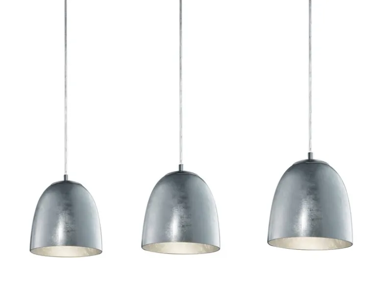 Pendelleuchte ONTARIO, 3-flammig, Glas Silber, Breite 80cm