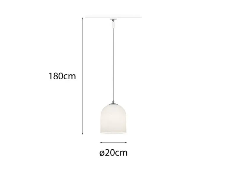 Pendelleuchte ONTARIO mit Glasschirm Weiß Ø 20cm für DUOline Schienensystem