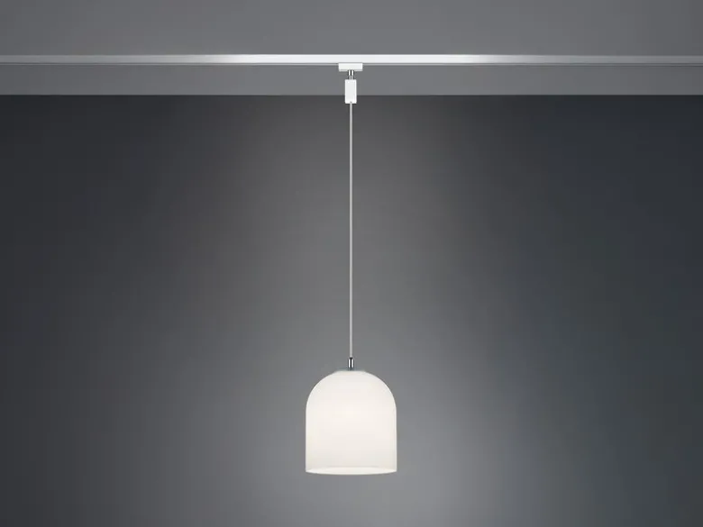 Pendelleuchte ONTARIO mit Glasschirm Weiß Ø 20cm für DUOline Schienensystem