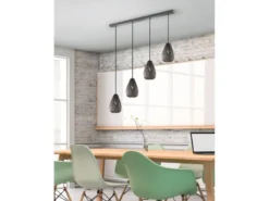 Pendelleuchte ONYX 4 flammig mit Lasercut Muster Anthrazit innen Gold, B: 90cm