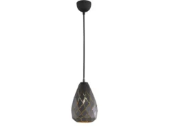 Pendelleuchte ONYX Lasercut Muster geometrisch Anthrazit innen Gold, Ø 15cm