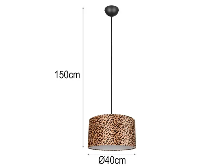 Pendelleuchte PARDINA mit Stoffschirm Leopardenmuster, Ø 40cm