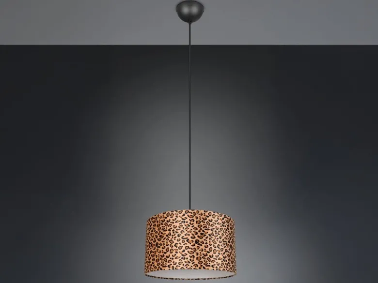 Pendelleuchte PARDINA mit Stoffschirm Leopardenmuster, Ø 40cm