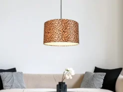 Pendelleuchte PARDINA mit Stoffschirm Leopardenmuster, Ø 40cm