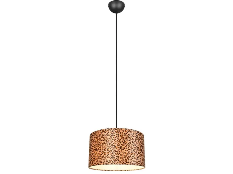 Pendelleuchte PARDINA mit Stoffschirm Leopardenmuster, Ø 40cm