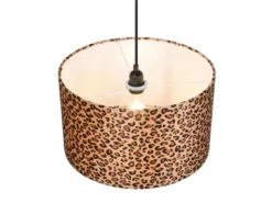 Pendelleuchte PARDINA mit Stoffschirm Leopardenmuster, Ø 40cm