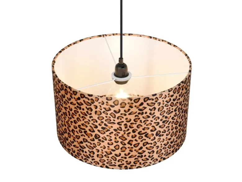 Pendelleuchte PARDINA mit Stoffschirm Leopardenmuster, Ø 40cm