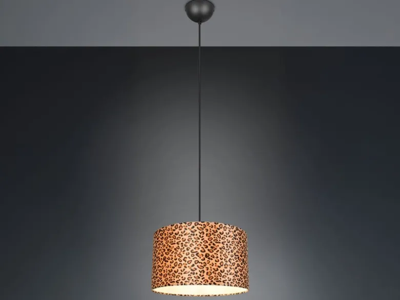 Pendelleuchte PARDINA mit Stoffschirm Leopardenmuster, Ø 40cm