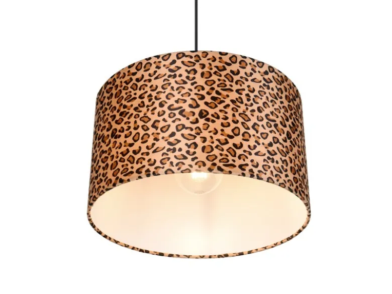 Pendelleuchte PARDINA mit Stoffschirm Leopardenmuster, Ø 40cm