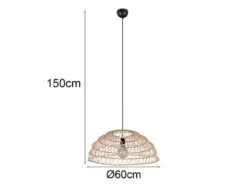 Pendelleuchte PAULETTE mit Makramee Lampenschirm aus Papiergarn, Ø 60cm