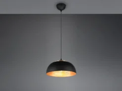 Pendelleuchte PUNCH 1-flammig Metall Schwarz Gold mit Drahtgeflecht, Ø 35cm