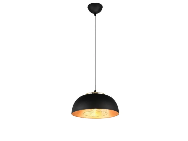 Pendelleuchte PUNCH 1-flammig Metall Schwarz Gold mit Drahtgeflecht, Ø 35cm