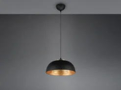 Pendelleuchte PUNCH 1-flammig Metall Schwarz Gold mit Drahtgeflecht, Ø 35cm