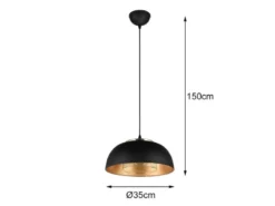 Pendelleuchte PUNCH 1-flammig Metall Schwarz Gold mit Drahtgeflecht, Ø 35cm