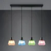 Pendelleuchte QUENYA mit Glasschirmen Bunt 4-flammig, Breite 90cm
