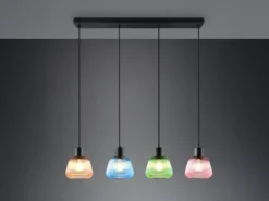 Pendelleuchte QUENYA mit Glasschirmen Bunt 4-flammig, Breite 90cm